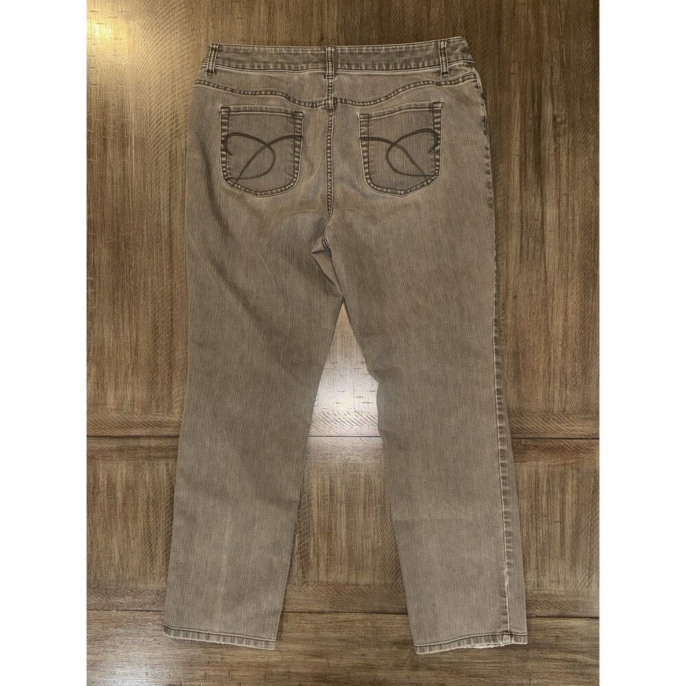 Chico’s Platinum Denim Grayish Brown Distressed Mid Rise Jeans Size Large (2.5) - Picture 11 of 13